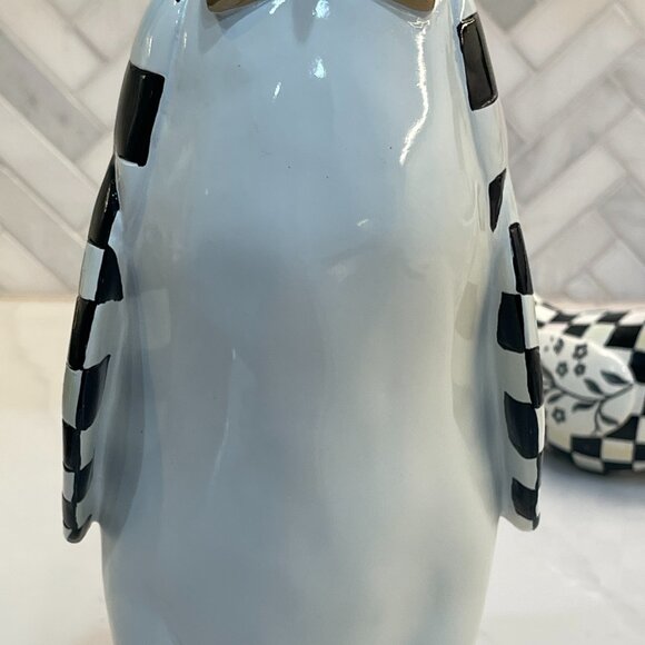 MacKenzie-Childs Courtly Check Tabletop Penguin – 11" Resin Holiday Figure-NEW - Picture 14 of 14